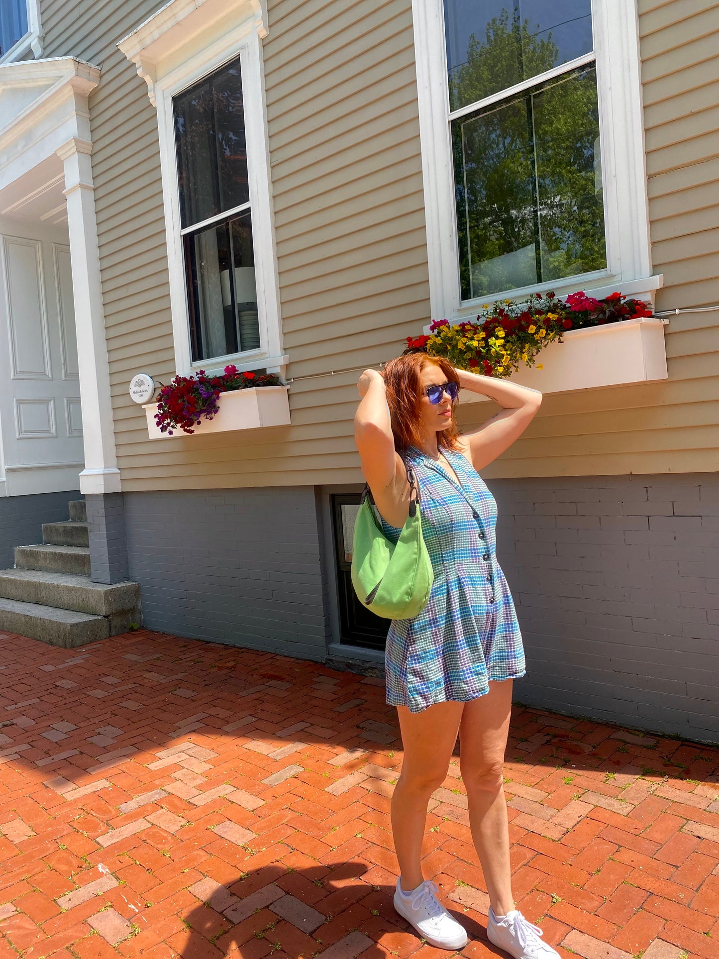 Urban plaid halter romper