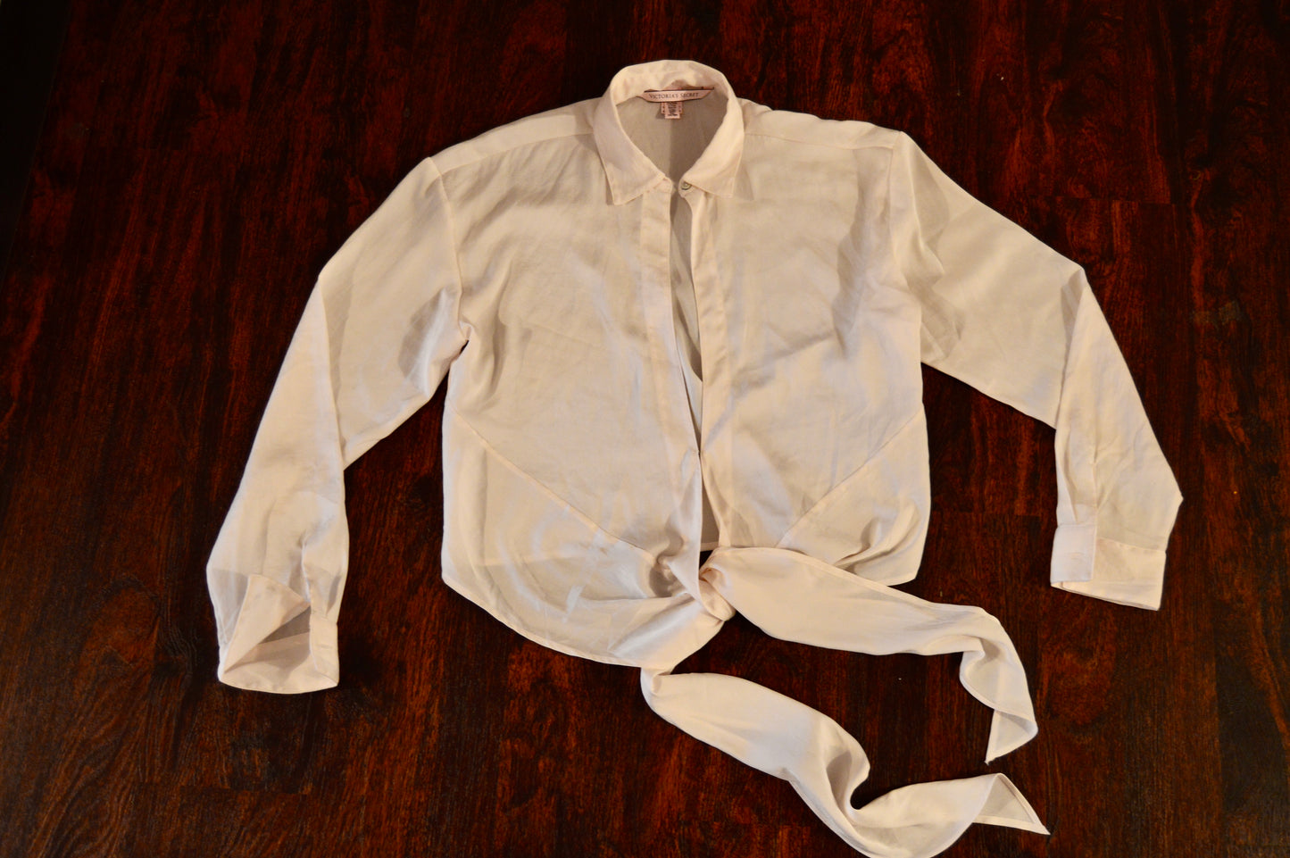 Victoria’s Secret creamy light pink tie blouse