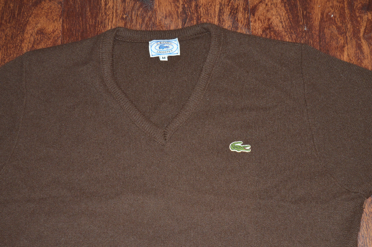 Vintage Brown Lacoste V neck sweater