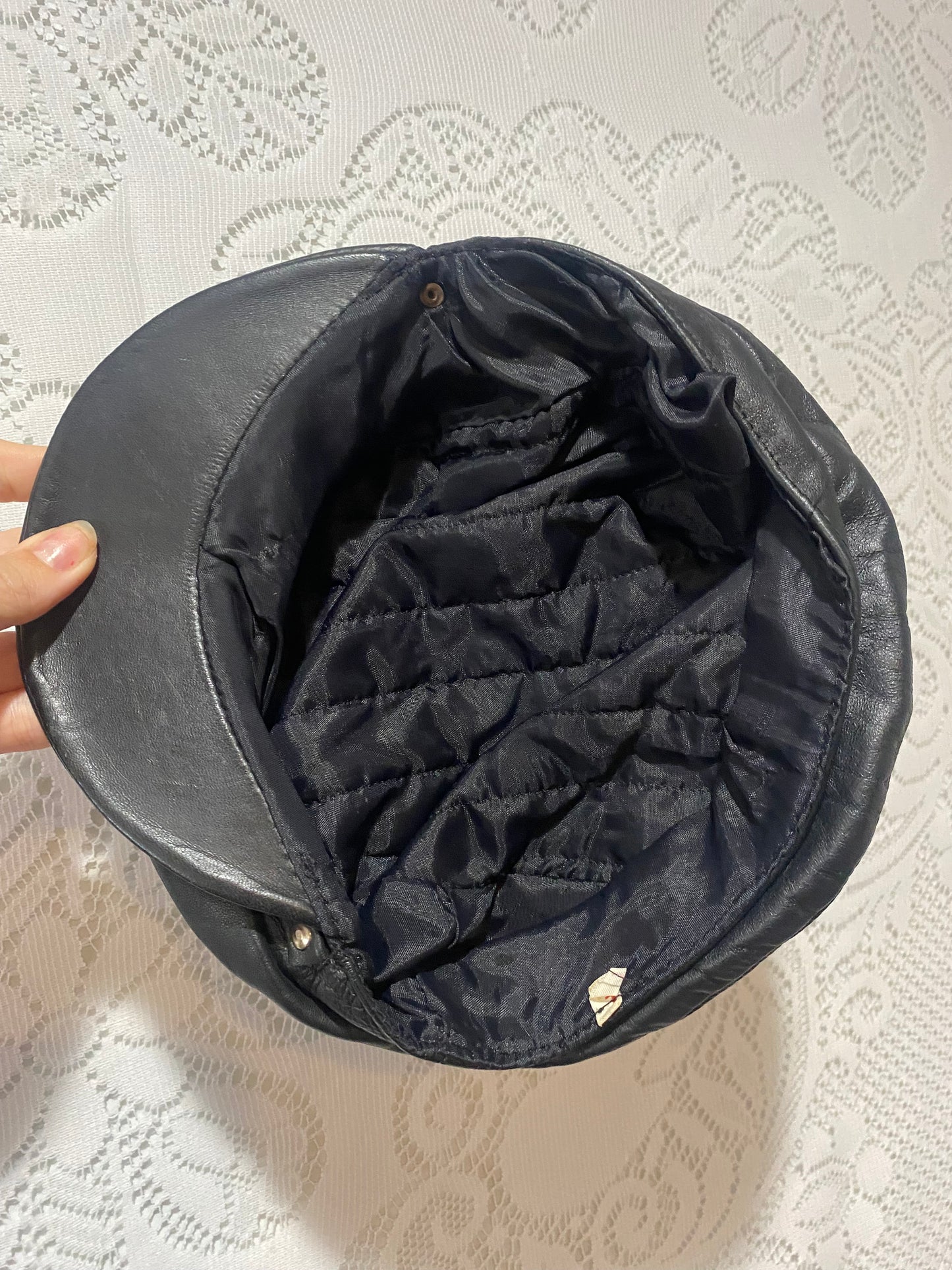 Vintage black leather hat