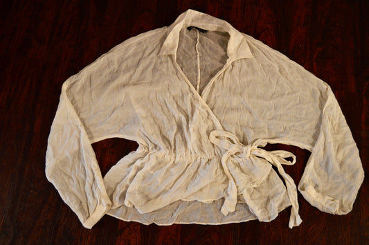 Zara white wrap blouse