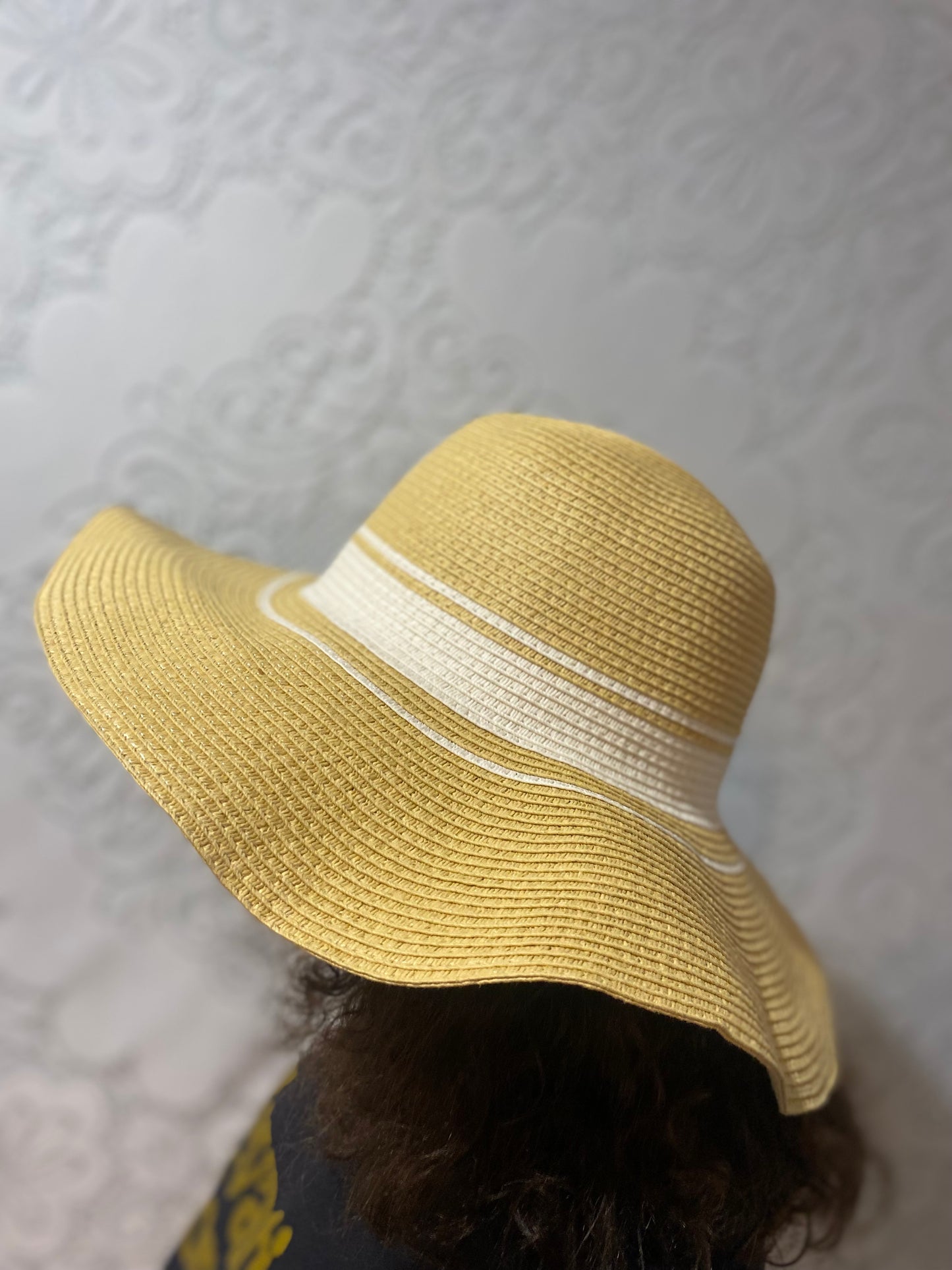 White striped sun hat