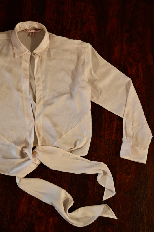 Victoria’s Secret creamy light pink tie blouse