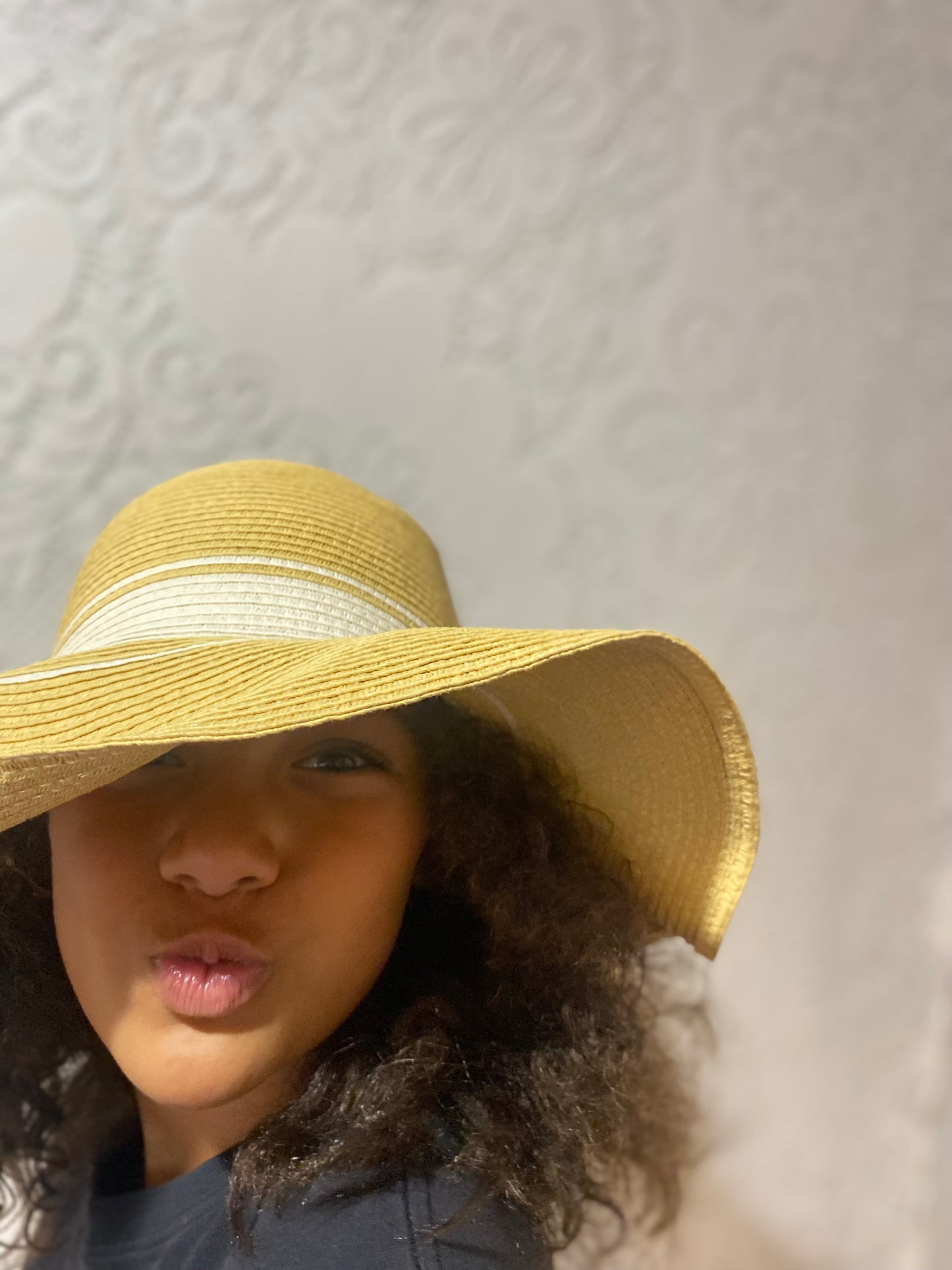 White striped sun hat