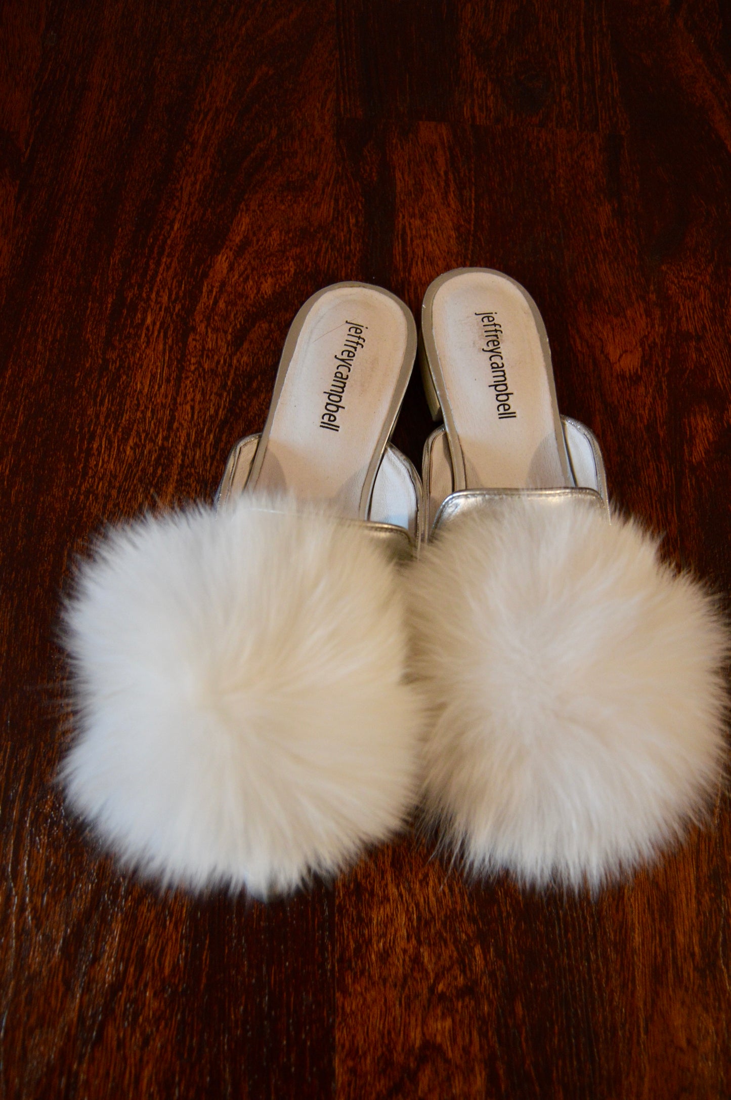 Jeffrey Campbell fur metallic flats