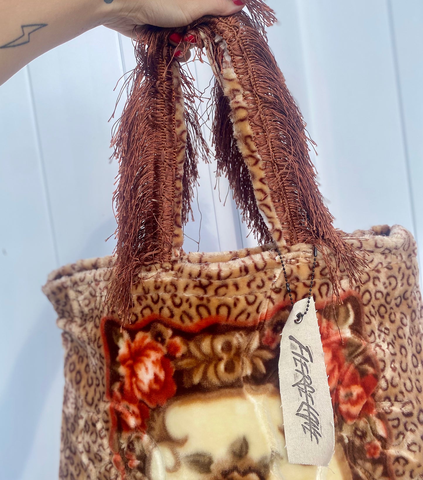 Leopard fringe Pillow Tote (2 of 2)