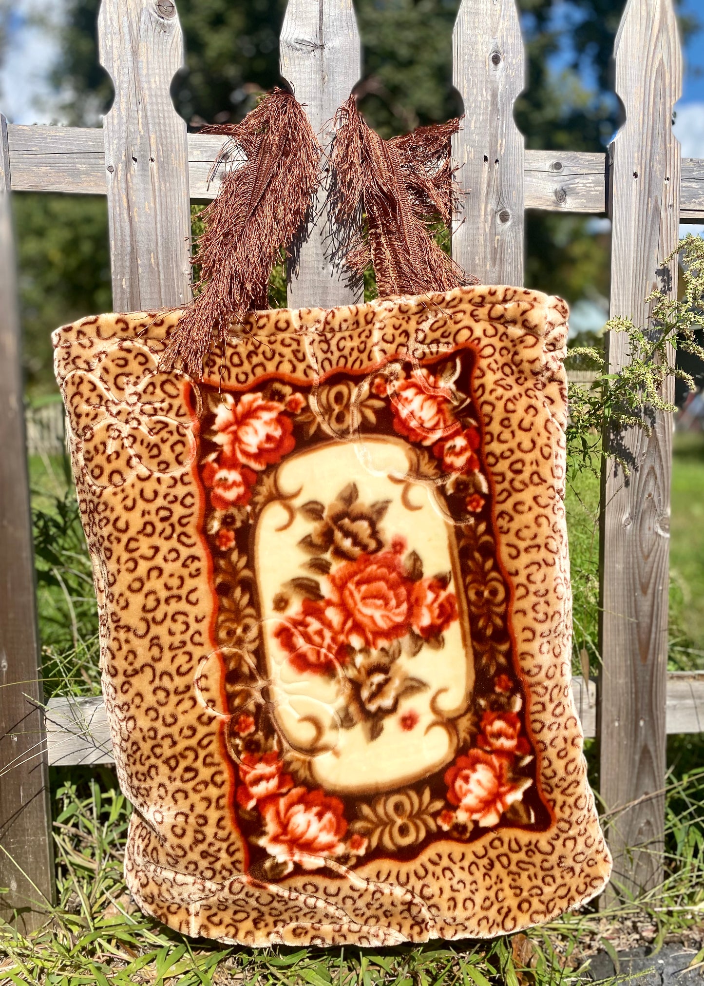 Leopard fringe Pillow Tote (1 of 2)