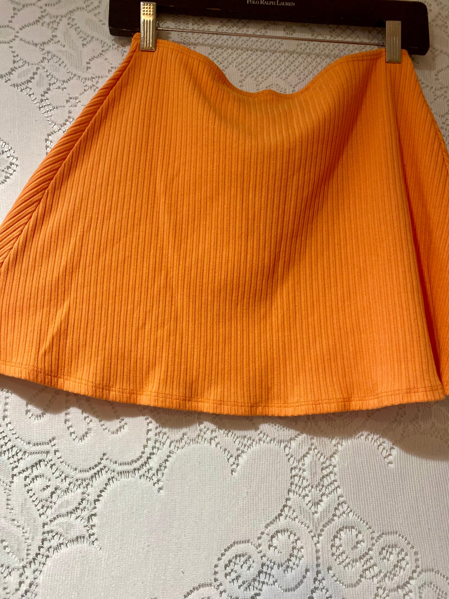 Tangerine orange Reformation skirt