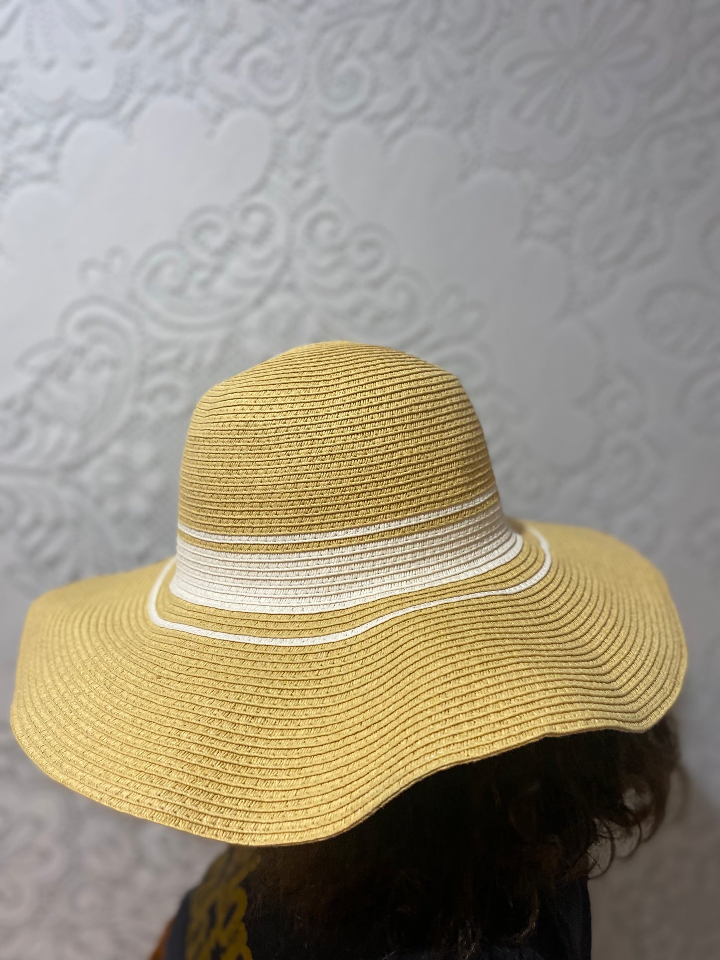 White striped sun hat