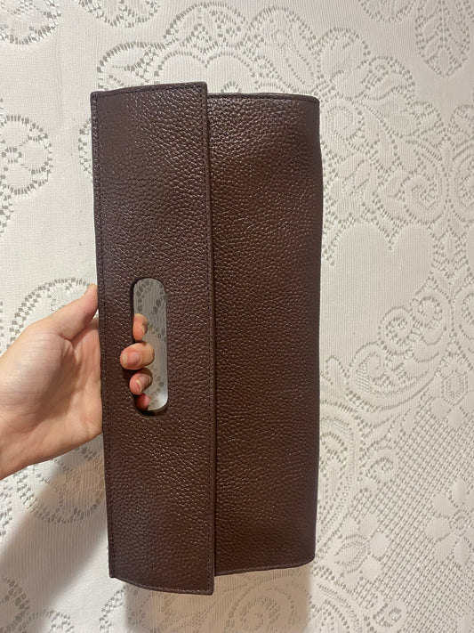 Cleo & Patek brown leather clutch