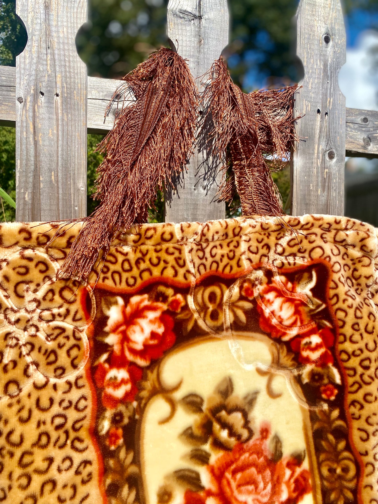 Leopard fringe Pillow Tote (1 of 2)
