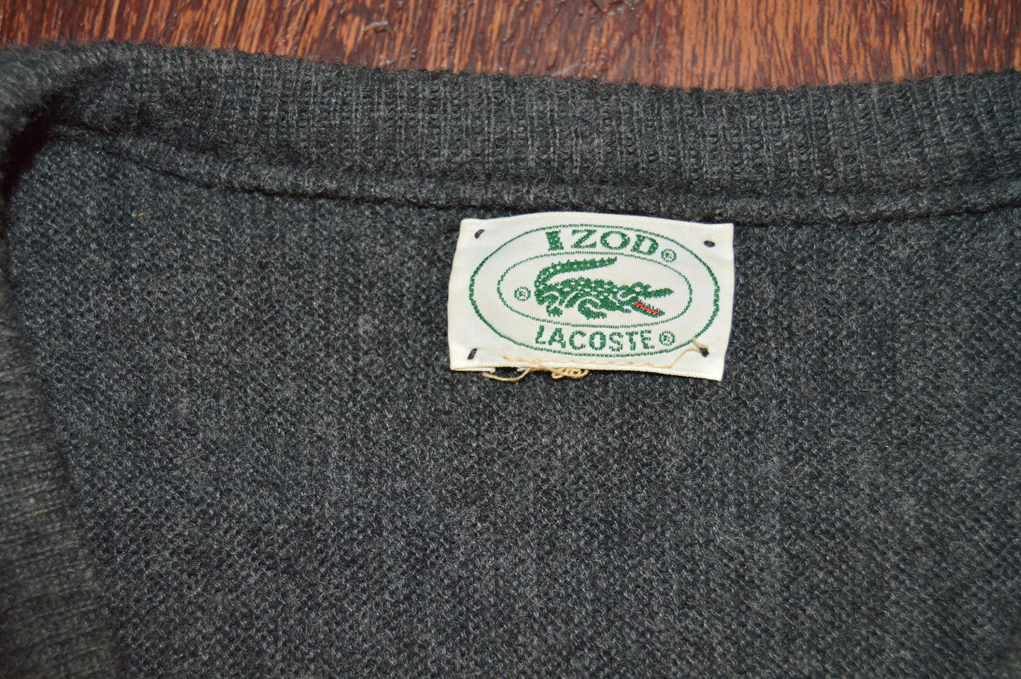Vintage Grey Lacoste V neck sweater