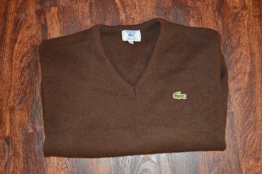 Vintage Brown Lacoste V neck sweater