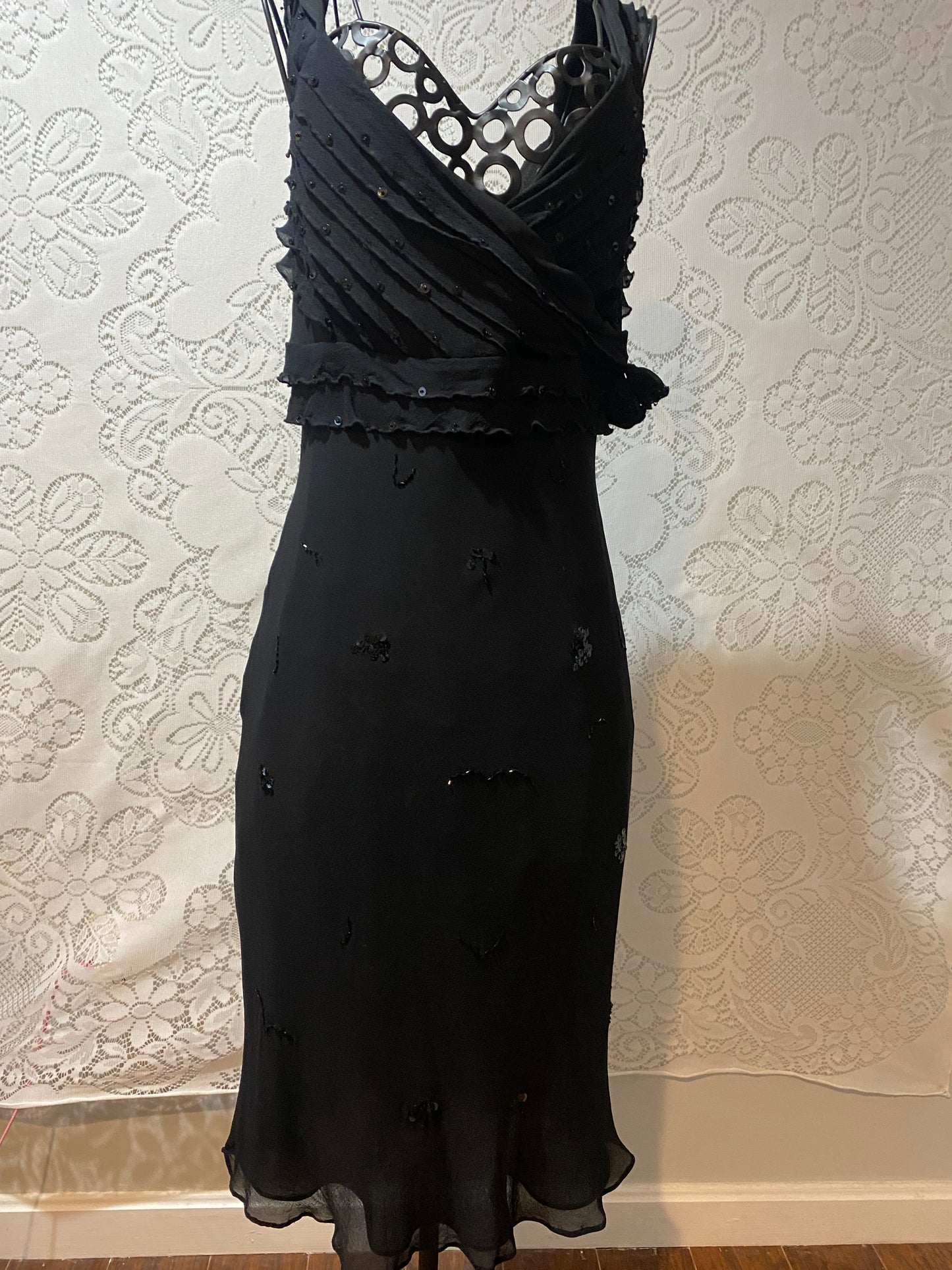 Vintage Lapis embroidered silk LBD