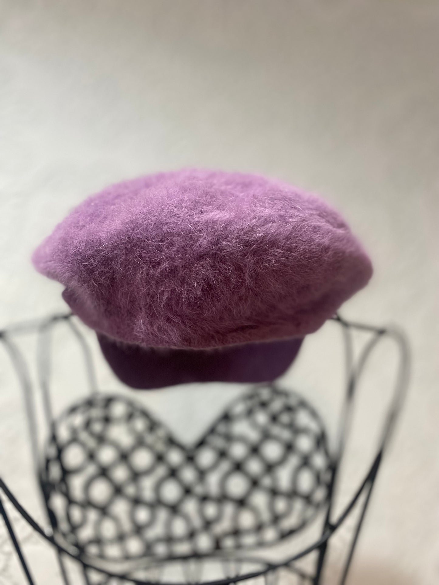 Vintage purple angora hat