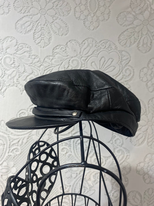 Vintage black leather hat