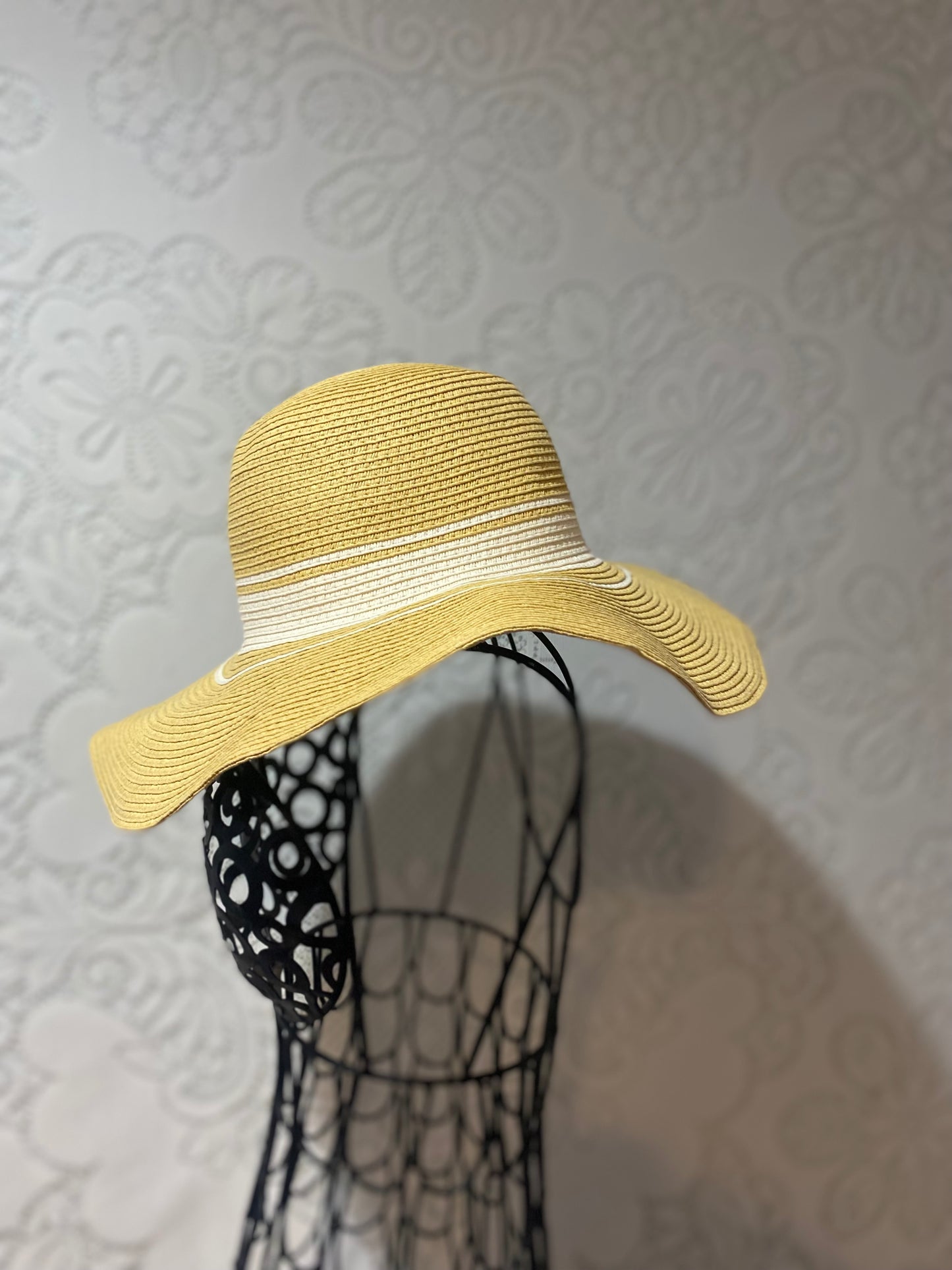 White striped sun hat