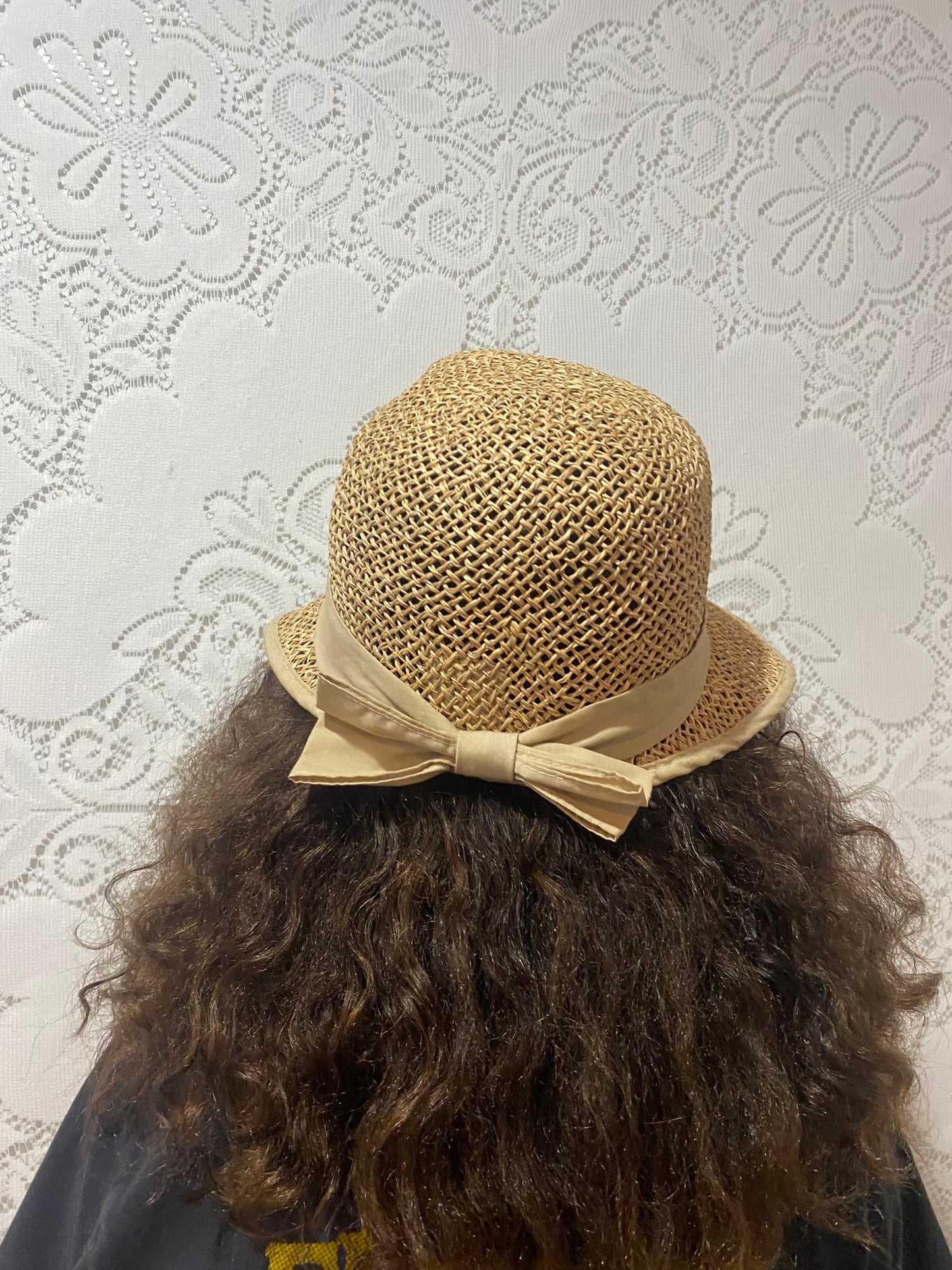 Tan straw visor hat