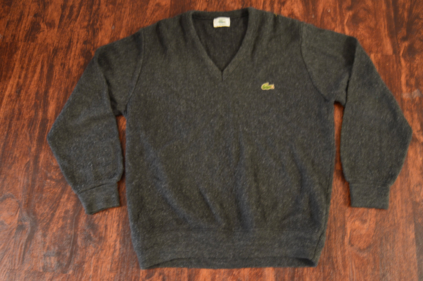 Vintage Grey Lacoste V neck sweater