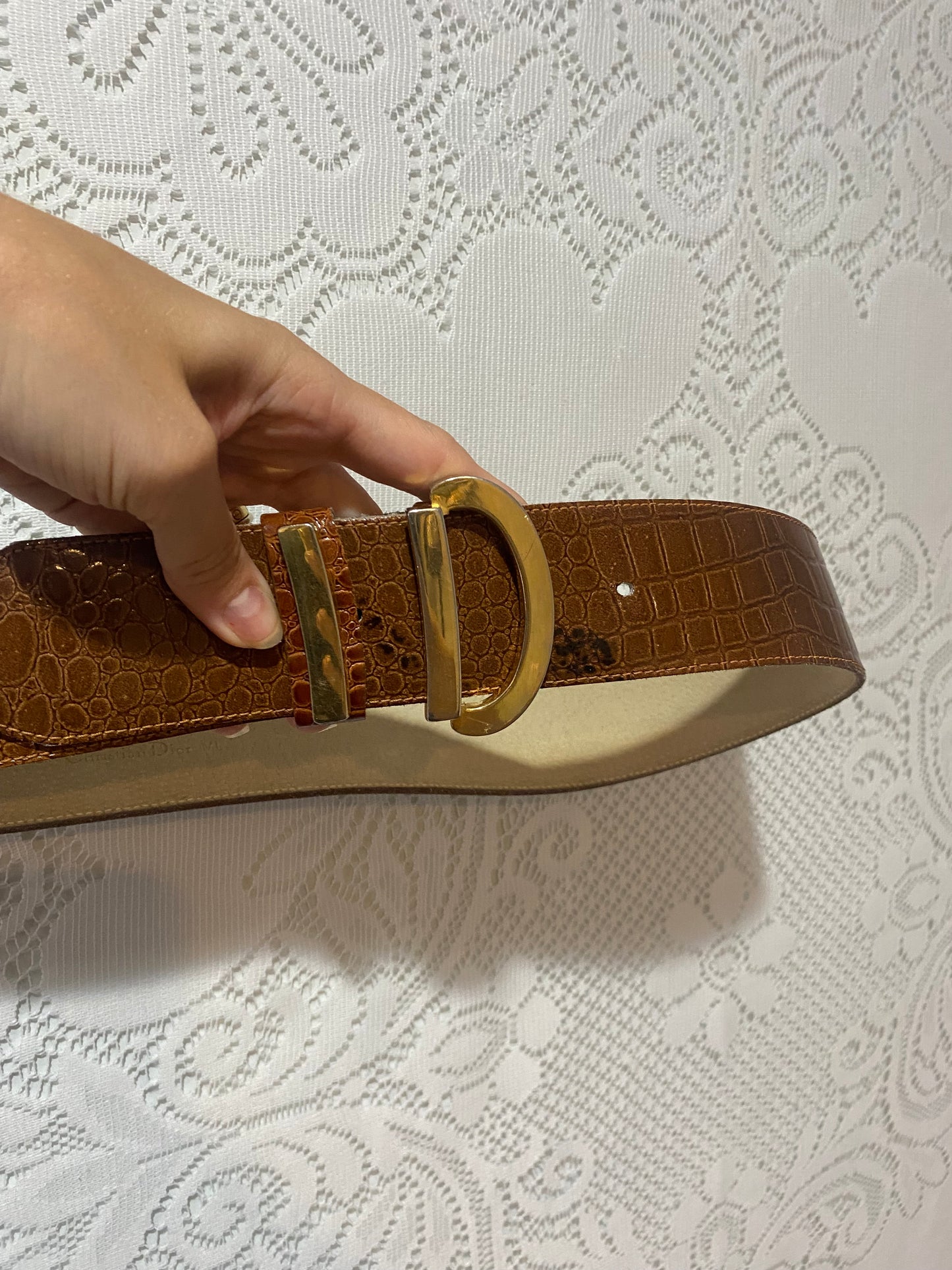 Dior brown leather belt