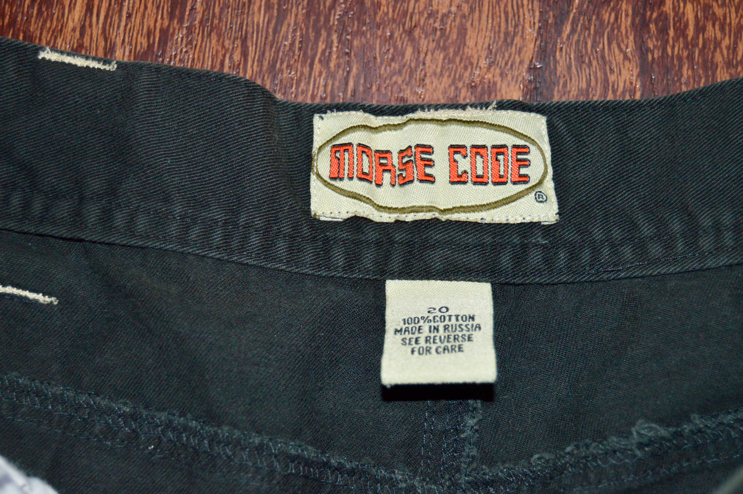 Morse Code vintage 2 way zip cargos