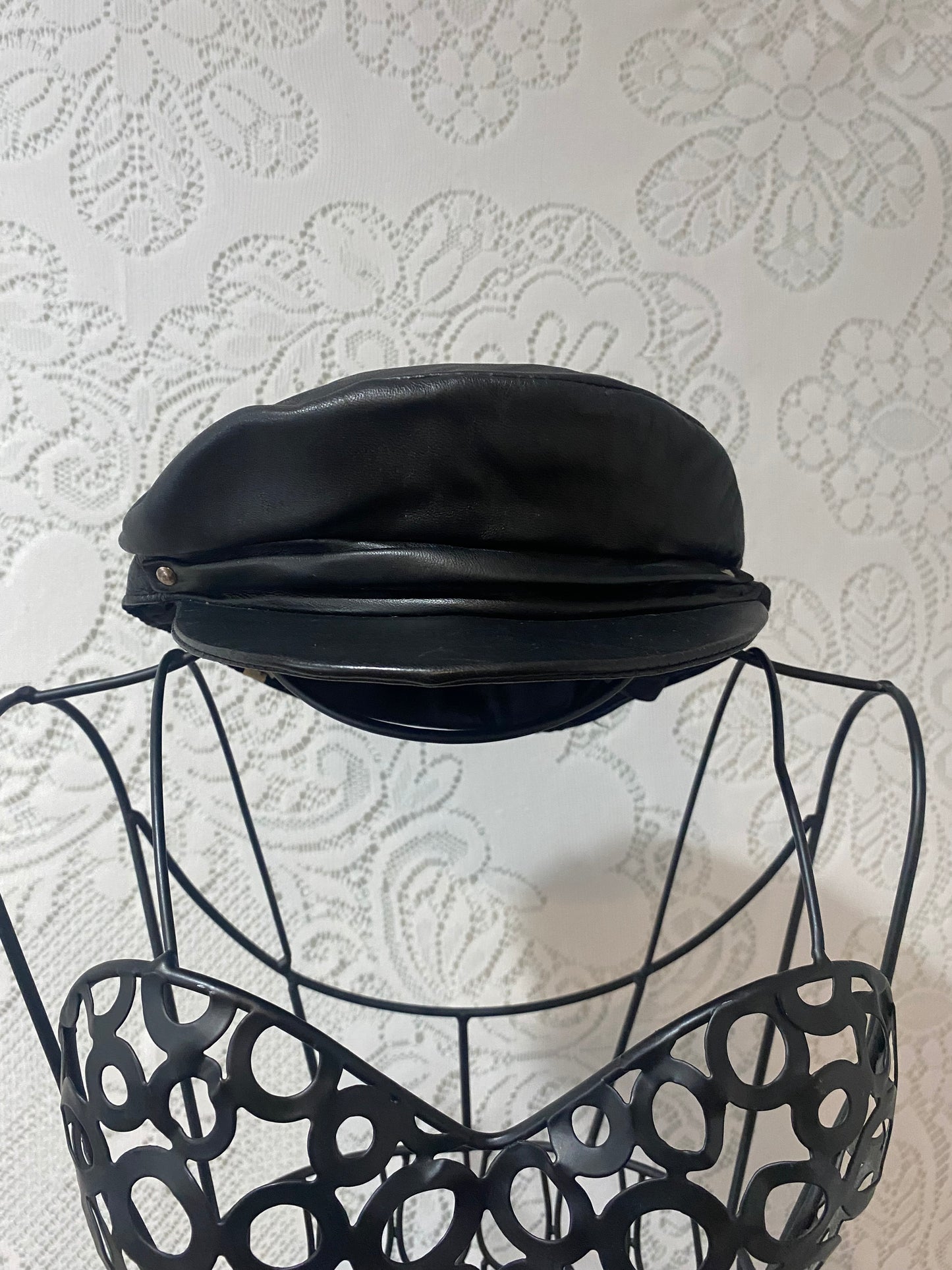 Vintage black leather hat