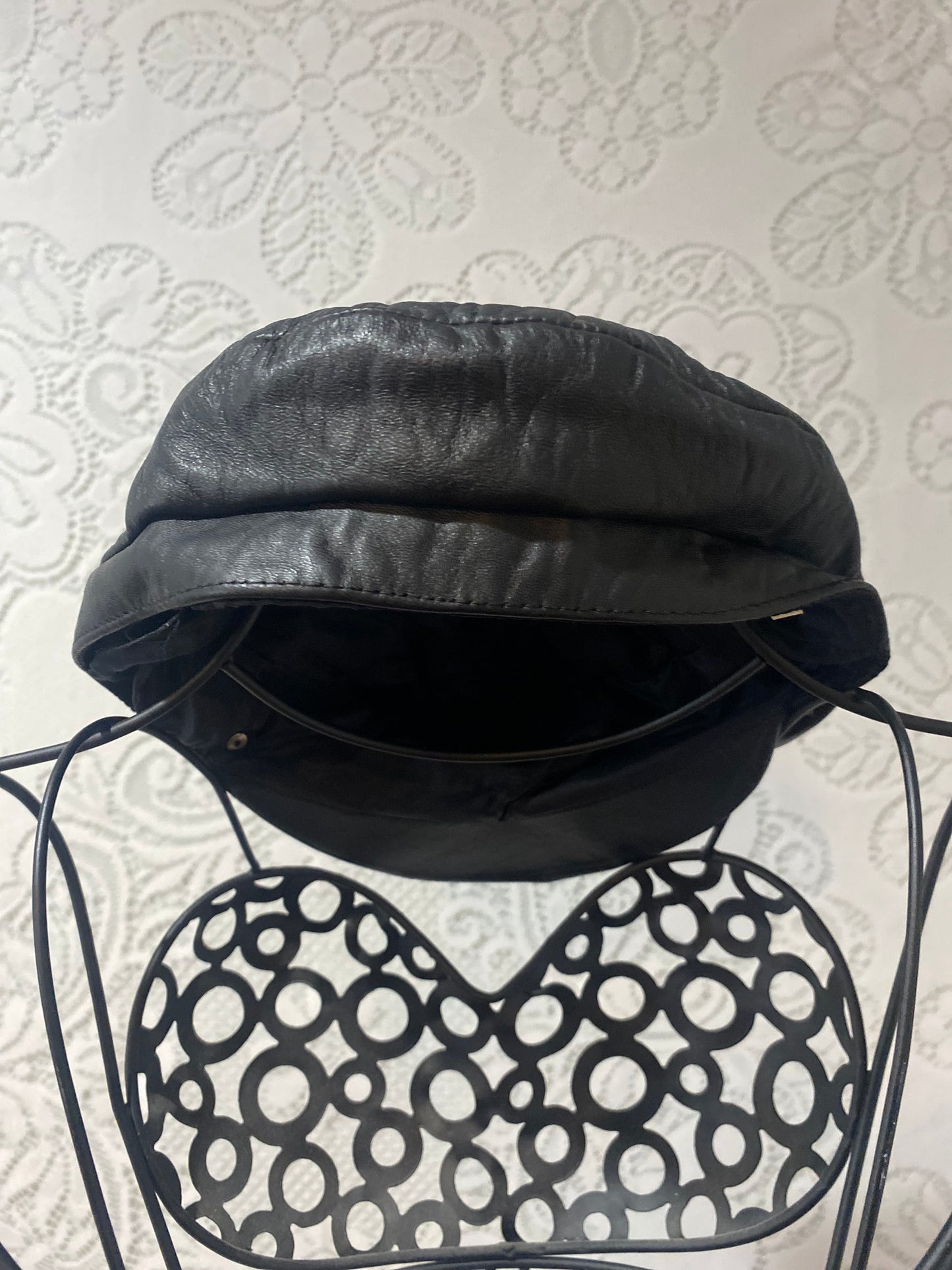 Vintage black leather hat