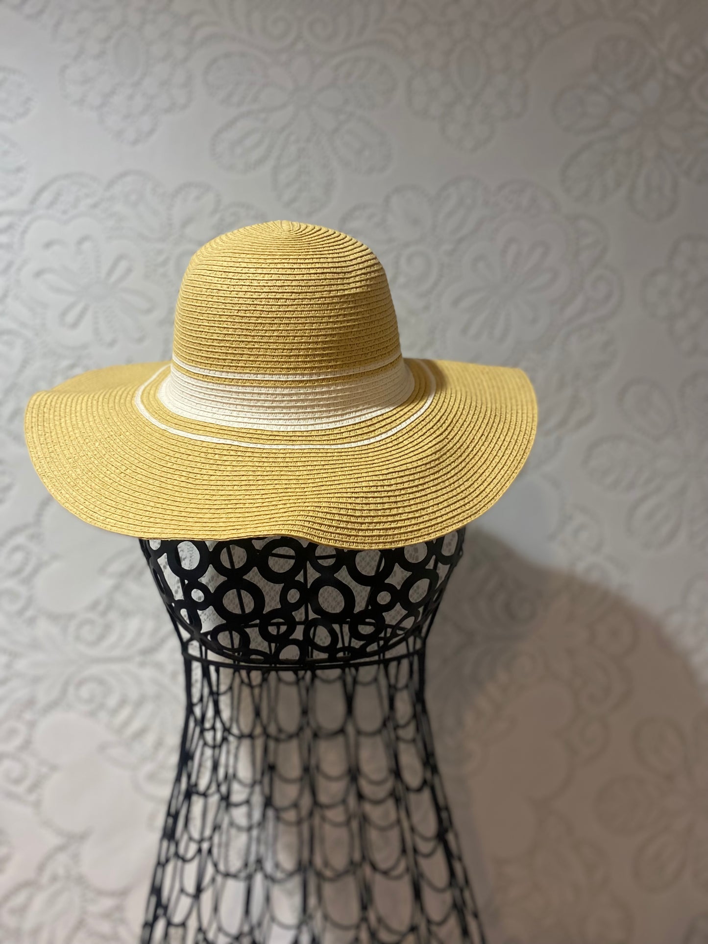 White striped sun hat