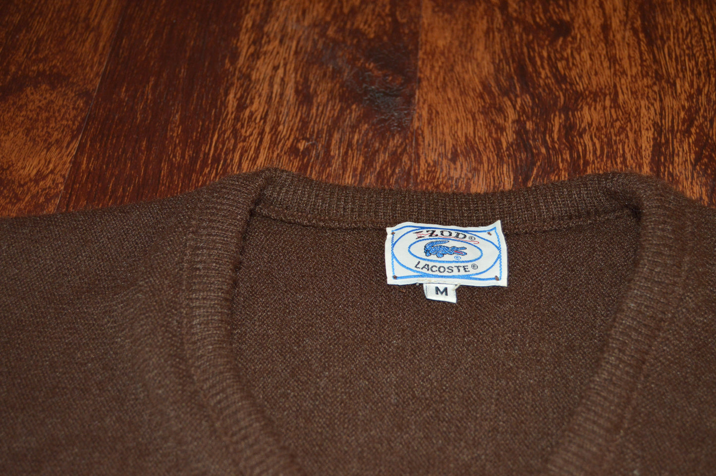 Vintage Brown Lacoste V neck sweater