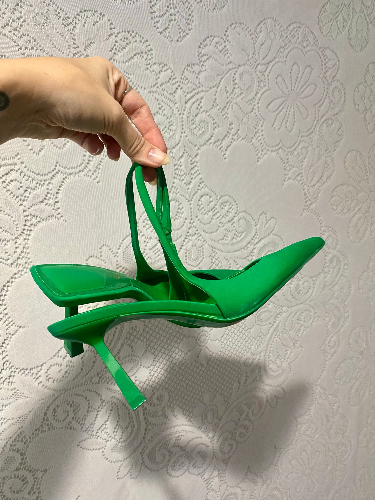 Green Zara kitten heels