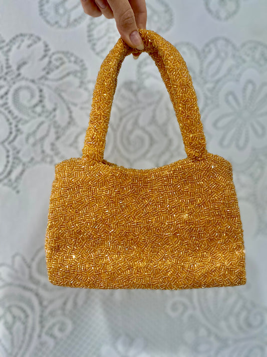 Vintage Carlisle yellow beaded purse