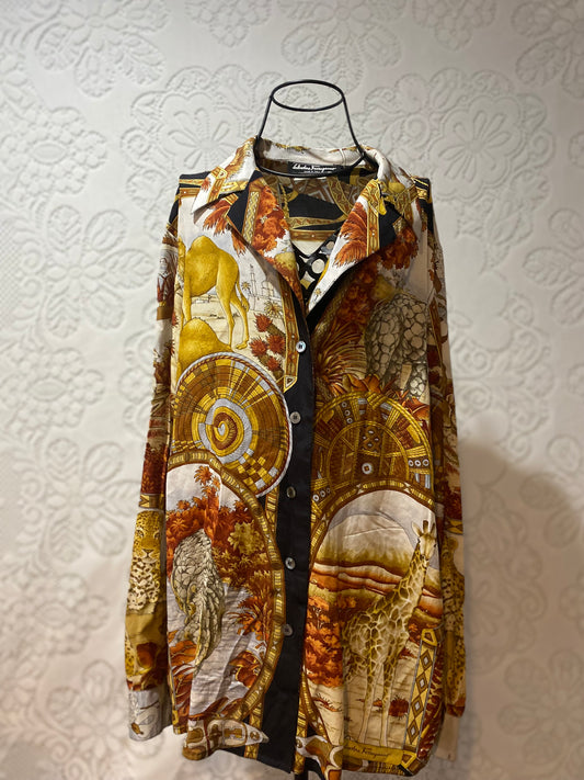 Vintage Ferragamo camel silk button down
