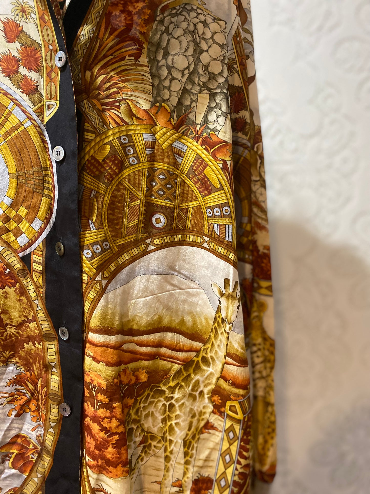 Vintage Ferragamo camel silk button down