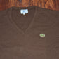 Vintage Brown Lacoste V neck sweater