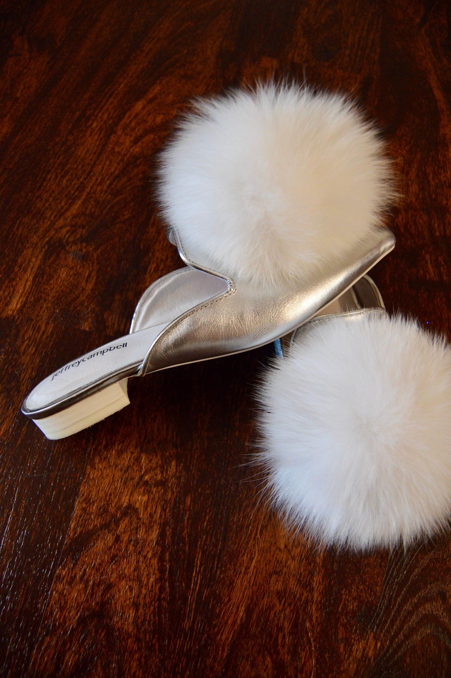 Jeffrey Campbell fur metallic flats