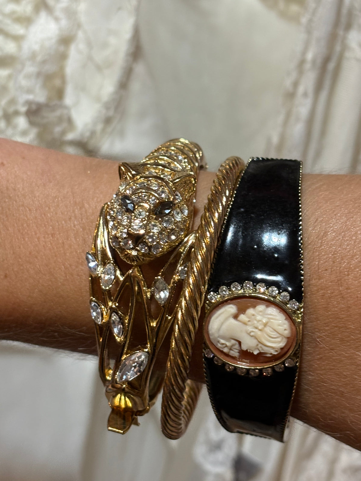 Trifari Goldtone Tiger Rhinestone bracelet