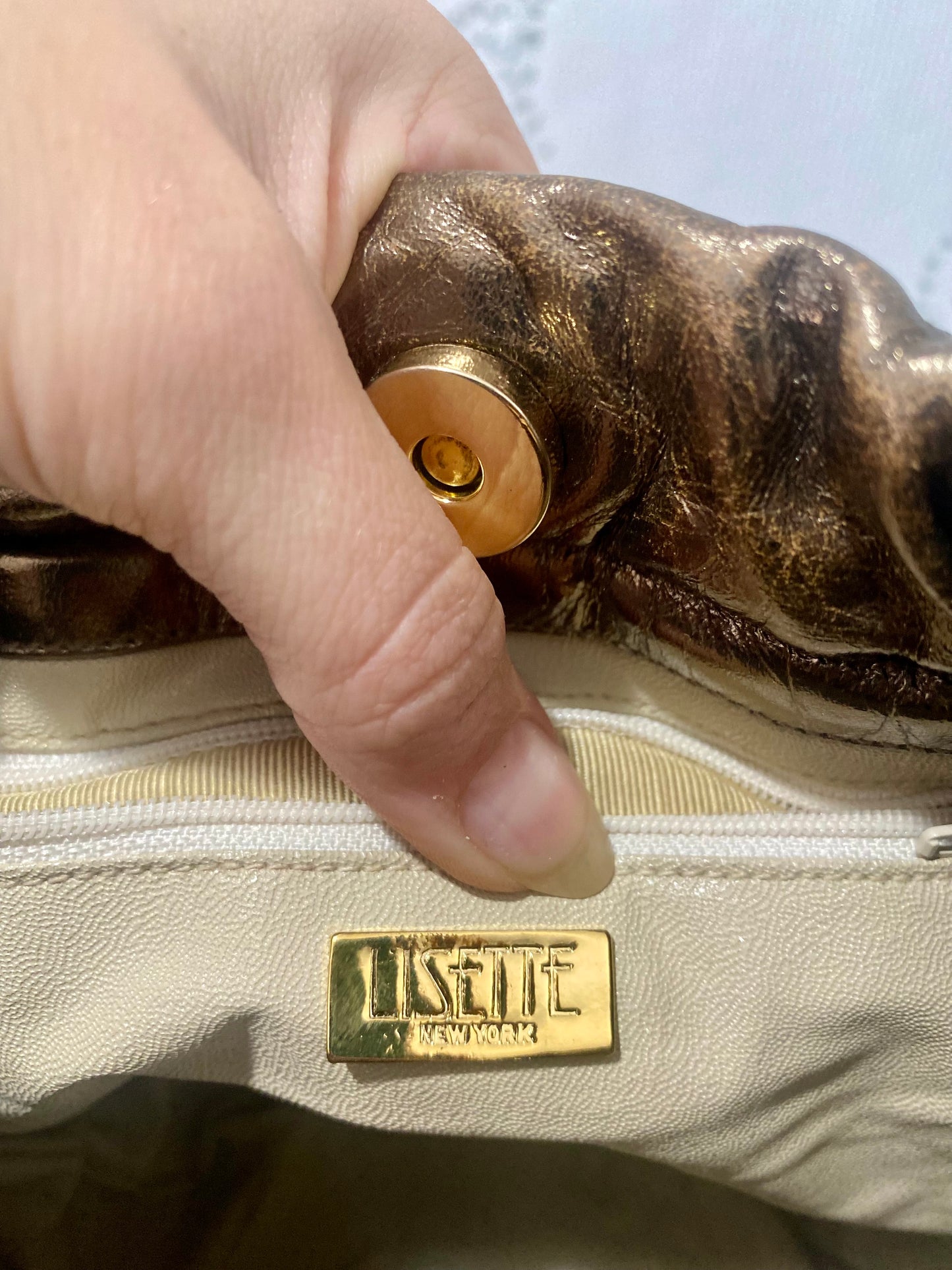 Vintage Lisette Metallic bucket bag