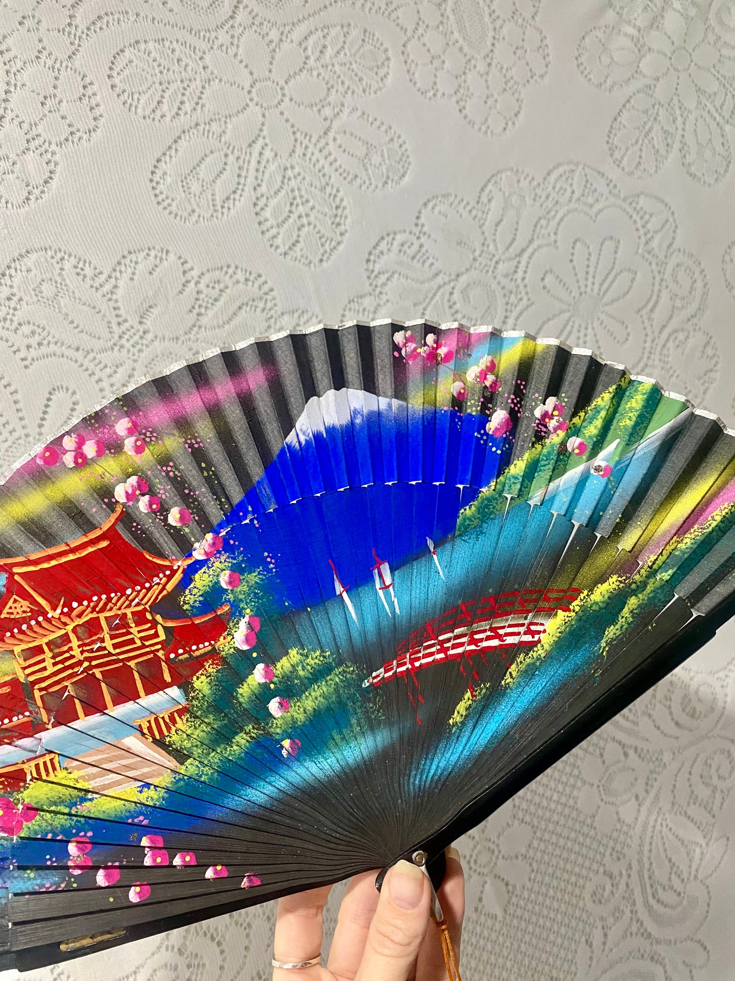 Handpainted vintage fan