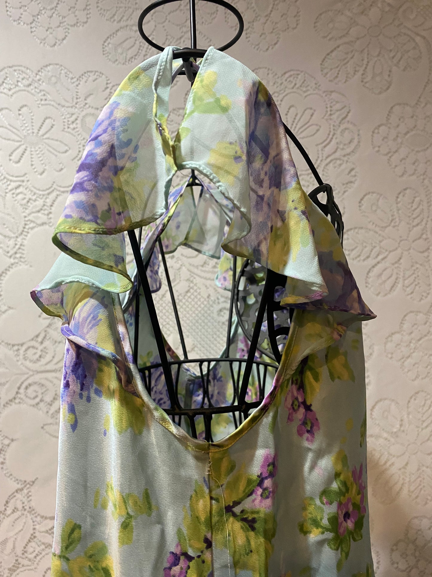 Vintage Oscar De La Renta floral lingerie dress