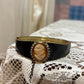 AMEDEO SCOGNAMIGLIO NYC CAMEO BLACK ENAMEL CUFF BANGLE BRACELET