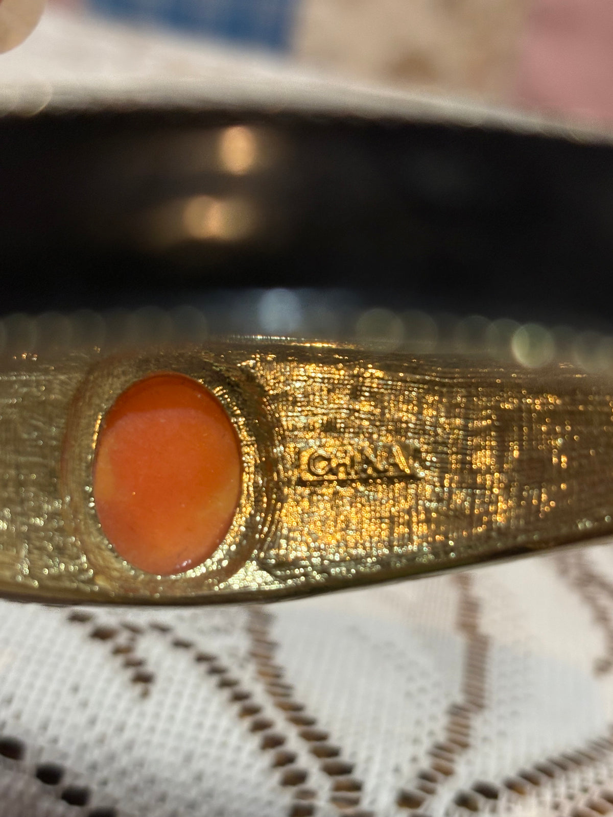 AMEDEO SCOGNAMIGLIO NYC CAMEO BLACK ENAMEL CUFF BANGLE BRACELET