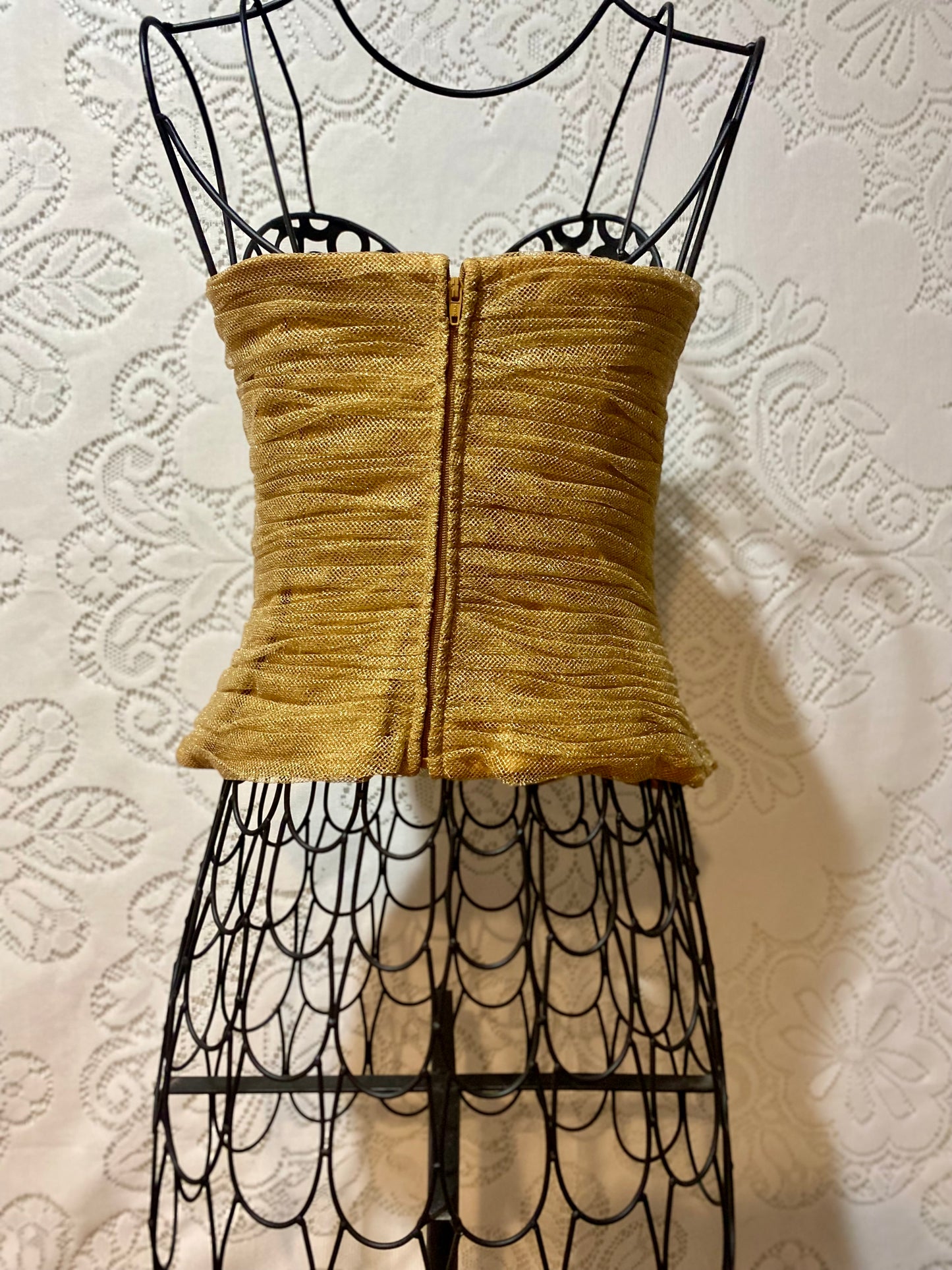 Vintage Kay Unger gold strapless top