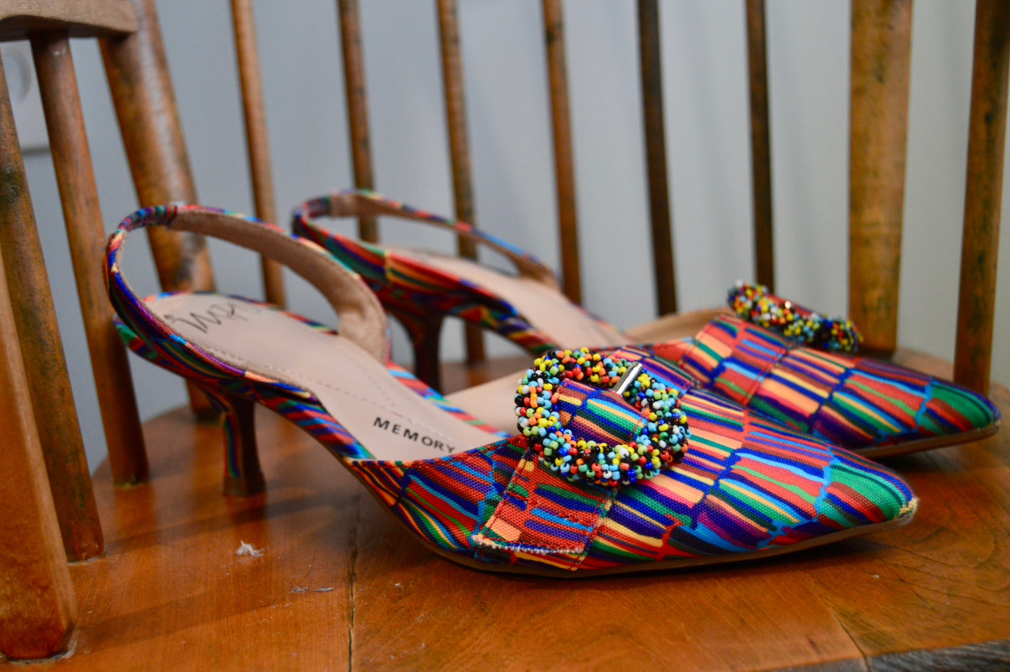 Impo rainbow kitten heels
