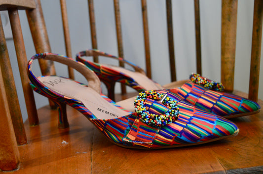 Impo rainbow kitten heels
