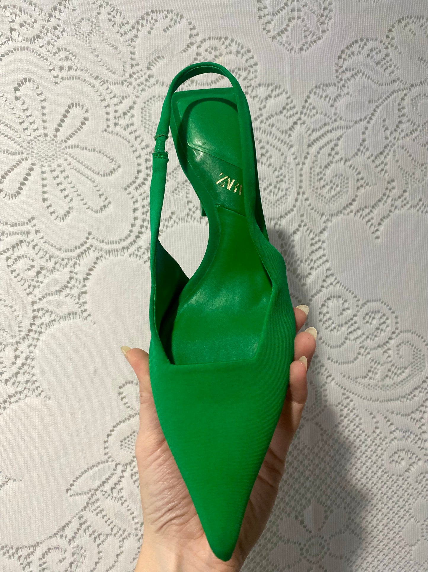 Green Zara kitten heels