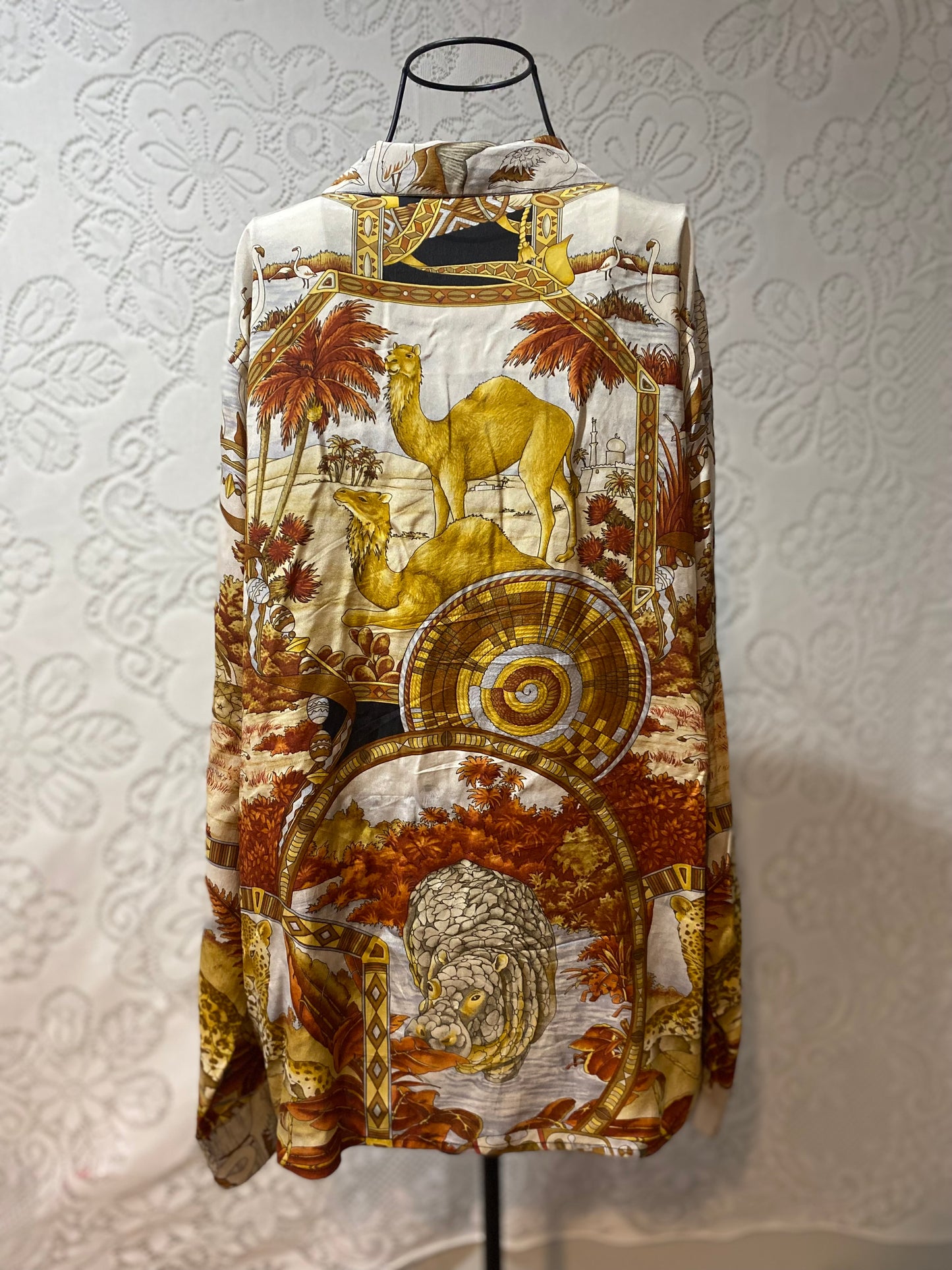 Vintage Ferragamo camel silk button down
