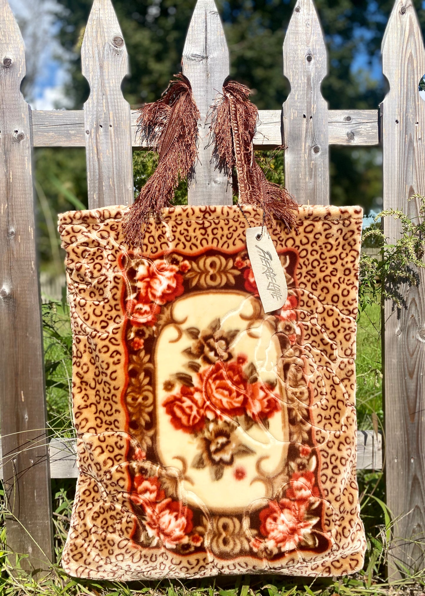 Leopard fringe Pillow Tote (1 of 2)