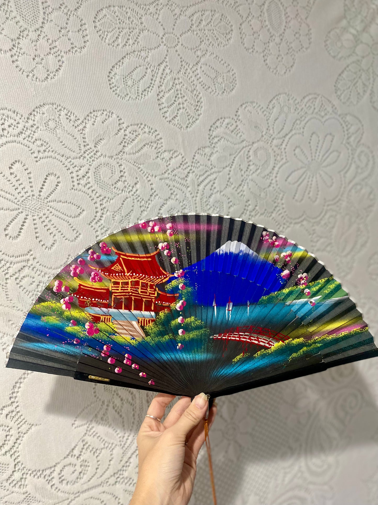 Handpainted vintage fan