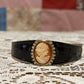 AMEDEO SCOGNAMIGLIO NYC CAMEO BLACK ENAMEL CUFF BANGLE BRACELET