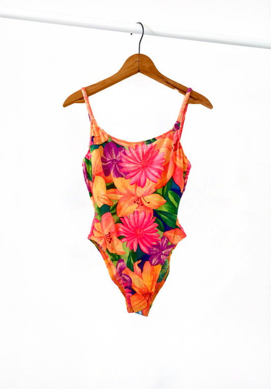 Vintage neon floral one piece!